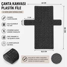 İğne İzi Plastik Siyah Çanta Kanvası 40X36 cm - Çanta Yapım Filesi - Dıy El Yapımı Çanta Malzemesi - Plastik Kanvas Çanta Iskeleti - Çanta Yapım Aparatı -