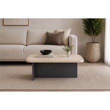 By Cino Napoli Membran Mdf Traverten Desenli Asimetrik Ayaklı Modern Orta Sehpa
