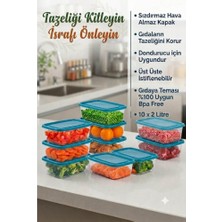 Piev 10 Parça Sızdırmaz Hava Almaz Gıdaya Uygun  Bpa Içermez Dondurucu Buzdolabı Saklama Kabı