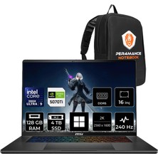 MSI Msı Stealth 16 Aı+ Intel Core Ultra 9-386H Rtx 5070 Ti 12GB 125W 128GB Ram 4tb SSD 16" Qhd+ 240Hz OLED WIN11 Pro B3WH011TRP479 Gaming Laptop + Per4 Çanta