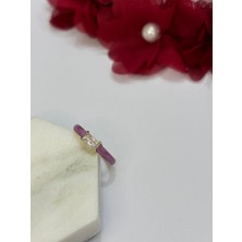 Ry Collections Mor Mineli Zirkon Taşlı Baget Detaylı Ayarlanabilir Çelik Yüzük