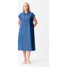 Love My Body Denim Gömlek Elbise Lacivert 124LO033000