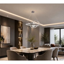 Gusto Lighting Elena Modern LED Sarkıt Avize Krom ,3 Renk Yanabilen Modern Avize,salon LED Avize