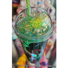 Ada Çanta Kırtasiye Flamingo Figürlü Işıklı Model Süslü Kapaklı Pipetli Plastik Bardak 450ML NR491655
