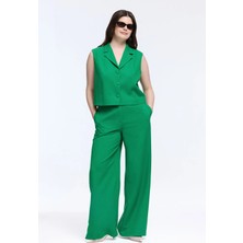 Love My Body Tencel Cepli Bol Paça Pantolon Yeşil 153L9444001