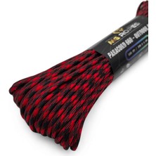 Mg Ropes Bileklik ve Outdoor Polyester Paracord Ip 4 mm 660 Lb 30 Metre Kırmızı Siyah (10 Çekirdek)