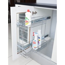 Starax 2213 Yandan Raylı Deterjanlık 16 cm Gri Renkli Dayanıklı Malzeme ile Sessiz Kapanma Özelliği
