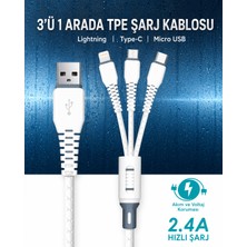 Al-tech Bilişim 3'ü 1 Arada Hızlı Şarj Kablosu Tek Kablo Ile Bütün Elektronik Cihazları Şarj Etme Imkanı