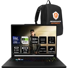 MSI Msı Raider 16 Hx Core Ultra 9 275HX Rtx 5070 Ti 12GB 140W 8gb Ram 2tb SSD 16" Qhd+ 240Hz Freedos B2WH091TRP304 Gaming Laptop + Per4 Çanta