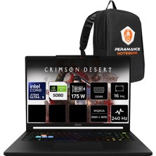 MSI Msı Raider 16 Hx Core Ultra 9 275HX Rtx 5080 16 GB 175W 48GB Ram 4tb + 4tb SSD 16" Qhd+ 240Hz WIN11 Home B2WI021TRP396 Gaming Laptop + Per4 Çanta