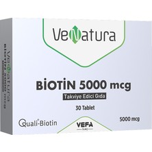 Venatura Biotin 5000 MCG Takviye Edici Gıda 30 Tablet Türkiye Menşeli Vitamin ve Mineral
