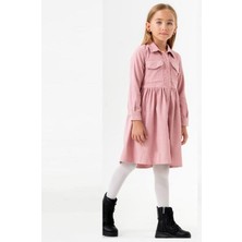 Ay Kids Kız Çocuk Uzun Kollu Düğmeli Elbise 1549- P
