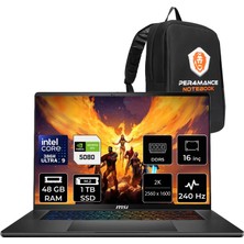 MSI Msı Stealth 16 Aı+ Intel Core Ultra 9-386H Rtx 5080 16GB 125W 48GB Ram 1tb SSD 16" Qhd+ 240Hz OLED Freedos B3WI003TRP333 Gaming Laptop + Per4 Çanta