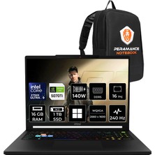 MSI Msı Raider 16 Hx Core Ultra 9 275HX Rtx 5070 Ti 12GB 140W 16GB Ram 1tb SSD 16" Qhd+ 240Hz WIN11 Home B2WH091TRP369 Gaming Laptop + Per4 Çanta