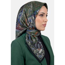 Hadiora Kadın Siyah Yeşil Etnik Desen Dikişli Yazma