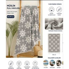 Dolce Mariee Müslin Plaj Havlusu 80X190 cm Püsküllü Denizci Dümeni Desenli %100 Pamuk Peştamal Havlu Hızlı Kuruyan Kum Tutmayan