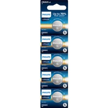 Philips CR2025 3V Lityum Düğme Pil,saat ve Kumanda Pili - DL2025 Muadili - CR2025P5/01B -5'li Paket