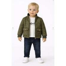 Ay Kids Erkek Çocuk 3 Parça Şişme Montlu Jean Pantolon ve Baskılı Tişört Takım 3617-