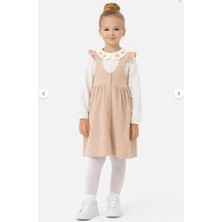 Ay Kids Kız Çocuk  Askılı Fitilli Elbise Takım – Çiçek İşlemeli Yaka Detaylı Bluz-1554-V-