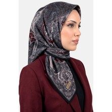 Hadiora Kadın Siyah Gri Etnik Desen Dikişli Yazma