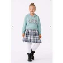 Ay Kids Kız Çocuk Sweatshirt Görünümlü Ekose Desenli Elbise-1710-M-