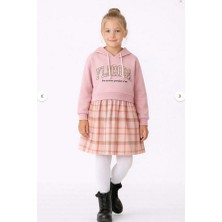 Ay Kids Kız Çocuk Sweatshirt Görünümlü Ekose Desenli Elbise-1710-P-