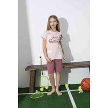 Ay Kids Kız Çocuk  Yazlık Likralı Penye Alt Üst Şort Takım 3049-50-