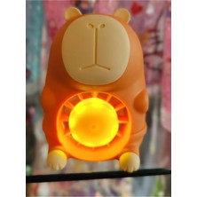 Ada Çanta Kırtasiye Capybara Figürlü Işıklı Fan/vantilatör (10CM) Kahverengi ZS559211