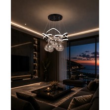 Gusto Lighting Helen 5 Top LED Sarkıt Avize,siyah,3 Renk Yanabilen LED Avize, Modern Salon Oda LED Avize