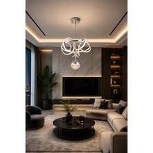 Gusto Lighting Deniz Tek Toplu Modern Sarkıt Avize ,krom Sarkıt Power LED Avize, 3 Renk Yanabilen LED Avize,