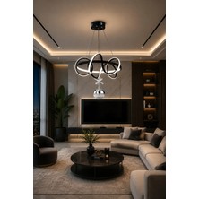 Gusto Lighting Deniz Tek Toplu Modern Sarkıt Avize ,siyah Sarkıt Power LED Avize, 3 Renk Yanabilen LED Avize,