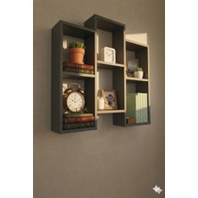 Çamsan Rafixa Üçlü Dikey Duvar Rafı Modern Kitaplık ve Estetik Çok Bölmeli Dekor Rafı