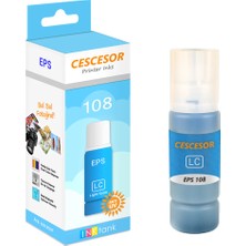 Epson 108 Için Mürekkep 70ML Cescesor - Açık Mavi (Light Cyan): 70ML