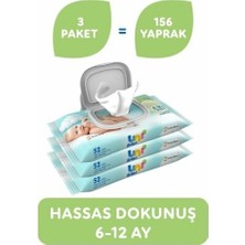 Uni Baby Hassas Dokunuş 3'lü 156 Yaprak Islak Mendil Günlük Kullanım İçin Cilt Dostu