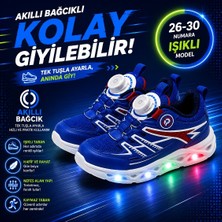 Promax Akıllı Bağcıklı Işıklı Çocuk Spor Ayakkabı Sax 26-30 Kolay Giyilebilir