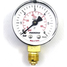 Pakkens 0-6 Bar 63 mm Alttan Bağlantılı Kuru Manometre G 1/4 inç Yüksek Hassasiyetli Ölçüm