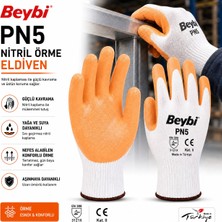 Beybi Nitril Eldiven 1 Çift Polyester Örme Turuncu Renkli Güçlü Kavrama Özelliği
