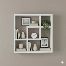 Rafixa Rüzgar Gülü Duvar Rafı Modern Kare Kitaplık ve Dekoratif Obje Ünitesi