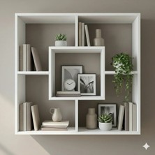 Rafixa Simetrik Kanatlı Duvar Rafı Modern Kitaplık ve Dekoratif Obje Düzenleyici
