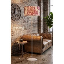 Apcasa Decor Metal Beyaz Ayak Toile De Jouy Vintage Lambader Kırmızı Başlık