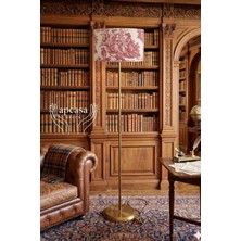 Apcasa Decor Metal Eskitme Gold Ayak Toile De Jouy Vintage Lambader Kırmızı Başlık