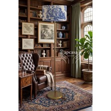 Apcasa Decor Metal Eskitme Gold Ayak Toile De Jouy Vintage Lambader Mavi Başlık