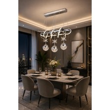 Gusto Lighting Deniz Elips 3 Toplu Modern Sarkıt Avize ,krom Sarkıt Power LED Avize, 3 Renk Yanabilen LED Avize,