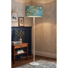 Apcasa Decor Van Gogh Badem Çiçekleri Desenli Metal Beyaz Ayaklı Lambader