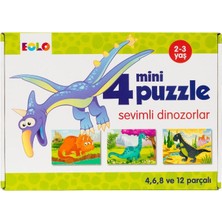 Eolo Yayıncılık Eolo 4 Mini Puzzle Sevimli Dinazorlar Eğitici Kitap 0-2 Yaş Grubu İçin Eğlenceli Oyun