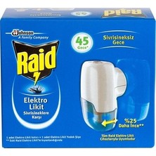 Raid Elektro Likit Cihaz 45 Gece Sivrisineklere Karşı Etkili Koruma + 1 Yedek Şişe