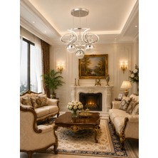 Gusto Lighting Nadya 4 Toplu Modern Sarkıt Avize ,krom Sarkıt Power LED Avize, 3 Renk Yanabilen LED Avize,