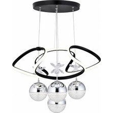 Gusto Lighting Nadya 4 Toplu Modern Sarkıt Avize ,siyah Sarkıt Power LED Avize, 3 Renk Yanabilen LED Avize,