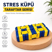 LunaLab3D Taraftar Stres Küpü - Sonsuz Küp, Eğlenceli ve Taşınabilir Fidget Oyuncağı, Takım, Özel Seri, Sarı-Lacivert