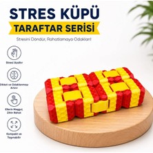 LunaLab3D Taraftar Stres Küpü - Sonsuz Küp, Katlaç, Eğlenceli ve Taşınabilir Fidget Oyuncağı, Takım, Özel Seri, Sarı - Kırmızı